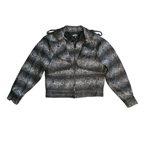 Karl Lagerfeld for Impulse Wool Blend Tweed Moto Stripe Biker Jacket Size M